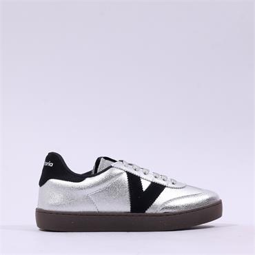 Victoria Berlin T Toe Gumsole Trainer - Silver Black Combi